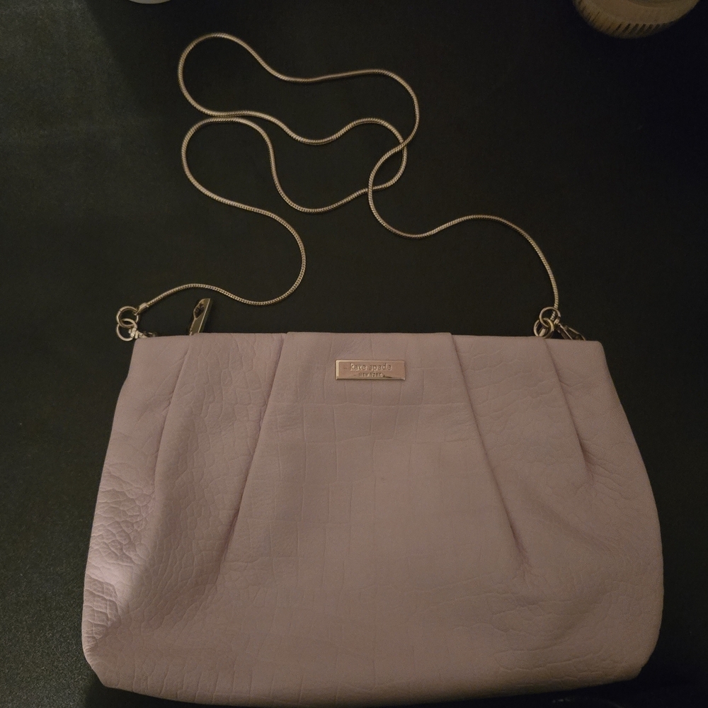 Kate Spade New York Pink Alligator Soft Clutch With Removeable Chain